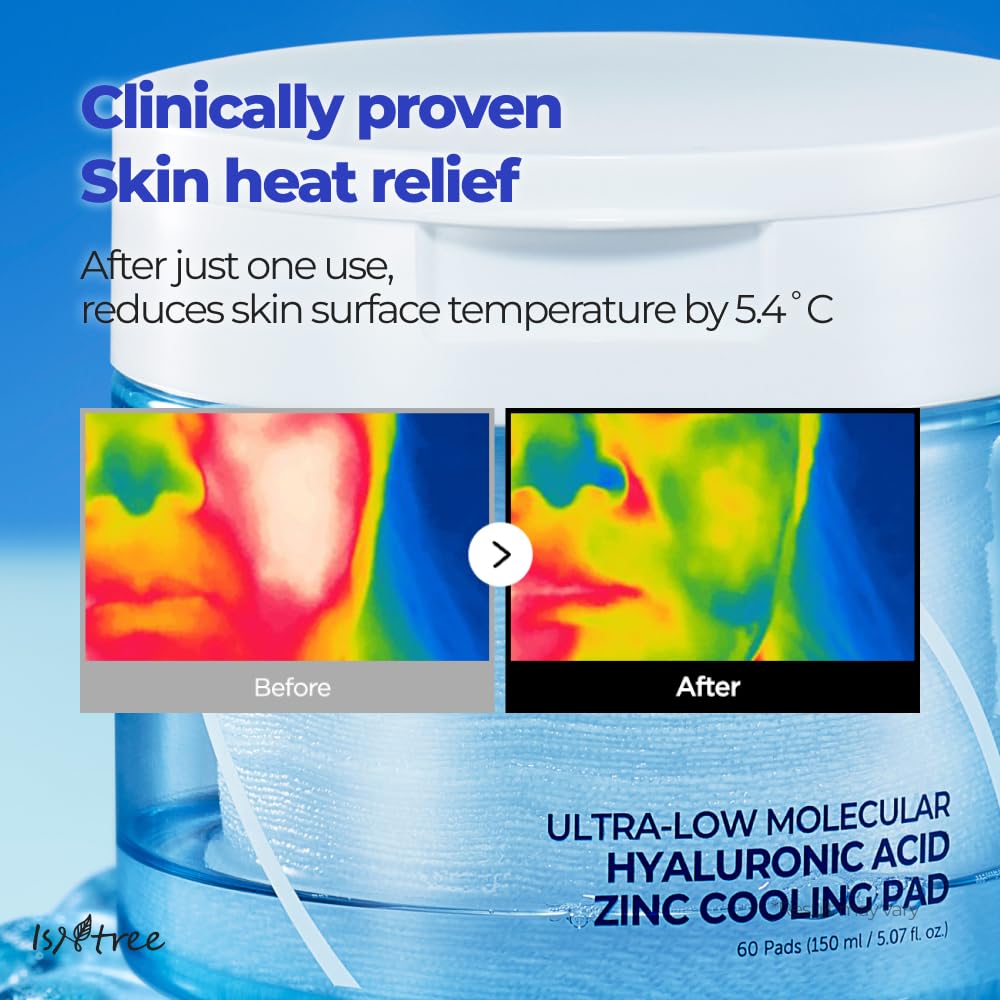ISNTREE Ultra-Low Molecular Hyaluronic Acid Zinc Cooling Toner Pad (60 Pads)