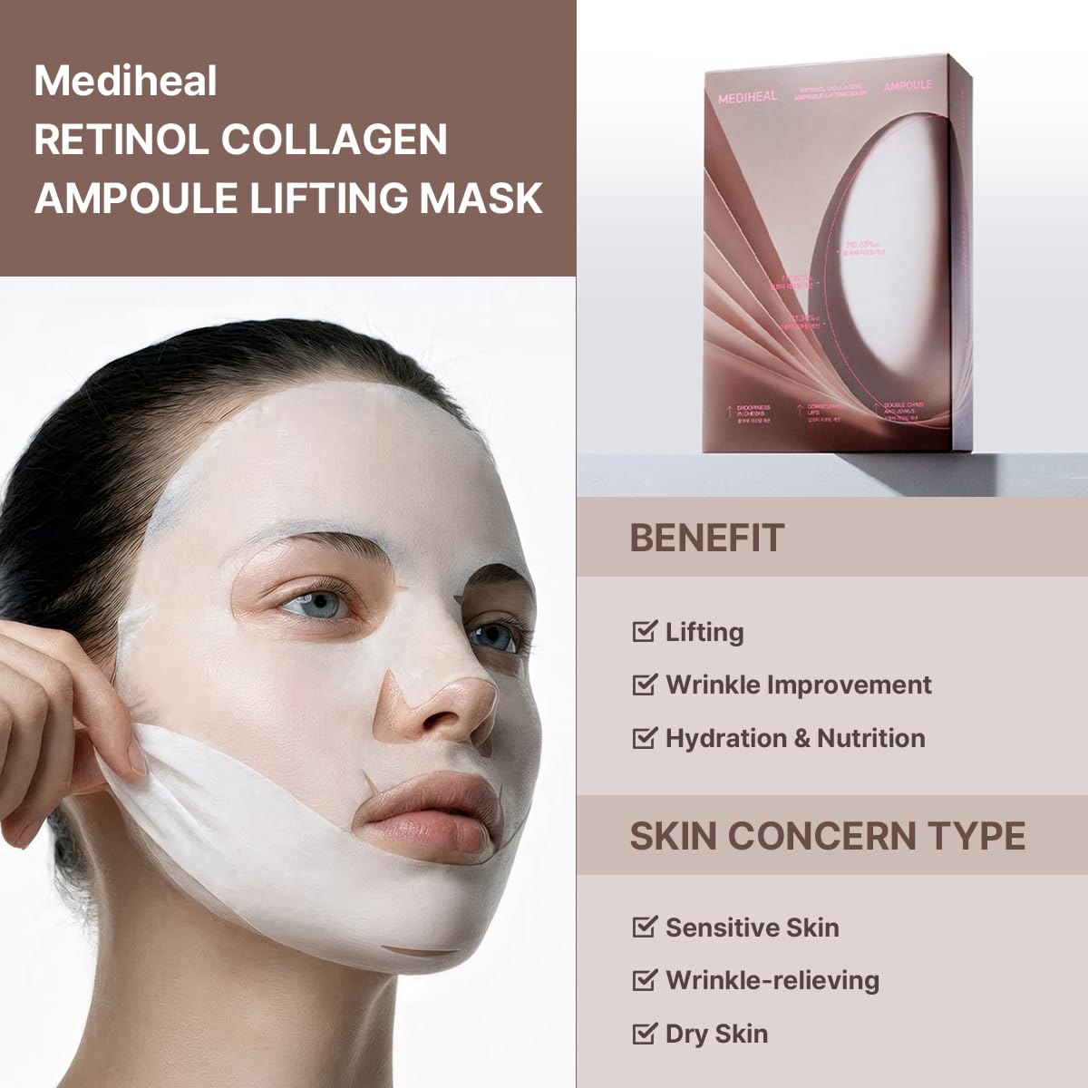 MEDIHEAL Retinol Collagen Ampoule Lifting Mask (10 Counts)