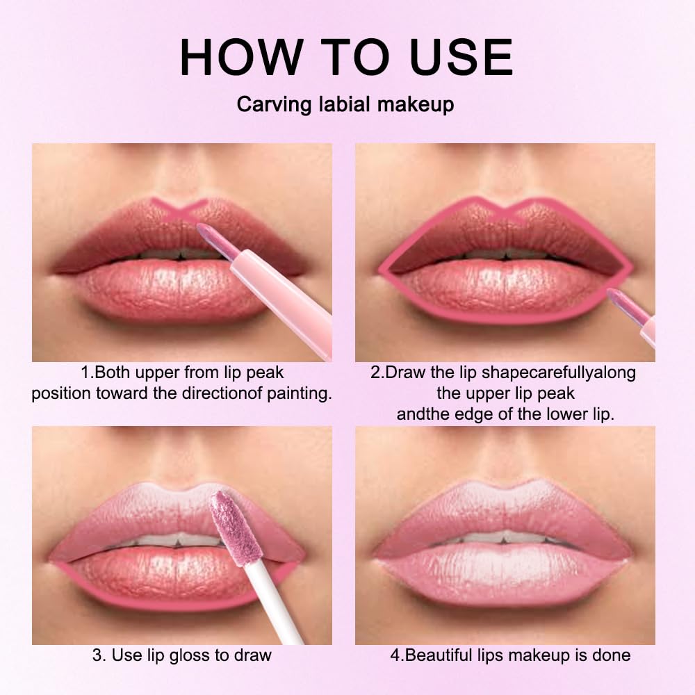 Kaely 2-in-1 Nude Pink Metallic Lipstick and Lip Liner, Shimmer Liquid Metallic Lipsticks for Women, Glitter Lip Gloss Stain Long Lasting Waterproof Smudge Proof 24 Hour, Vegan Makeup, 19