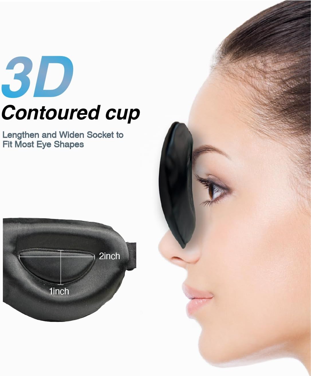 PROMEED Adjustable 100% Mulberry Silk Sleep Mask 23 Momme, 3D Contoured No-Pressure Cup Eye Mask for Sleeping, Super Soft Breathable Blindfold, Perfect Blocks Light for Sleeping (Navy)