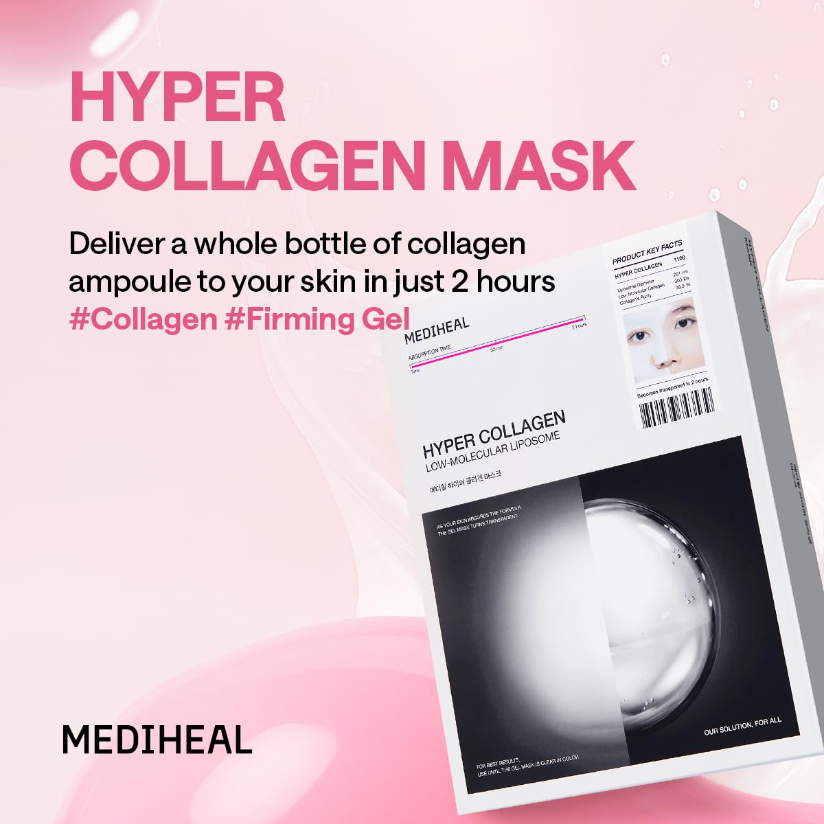 MEDIHEAL Hyper Collagen Mask (10 ea) for Plumping & Elasticity Care