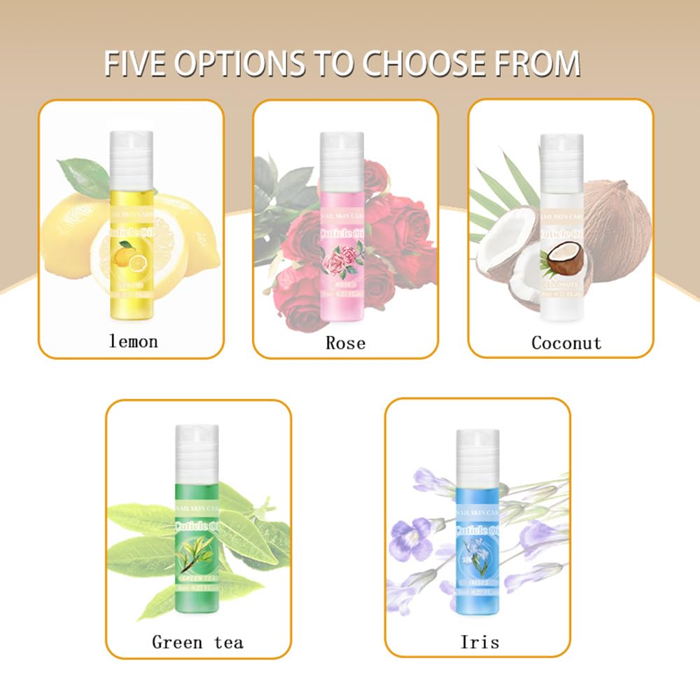 5pcs Cuticle Oil Roller Nourishing Moisturizing Roll On Cuticle Oil for Convenient Portable Nail Rollerball for On the Go Hydration and Care