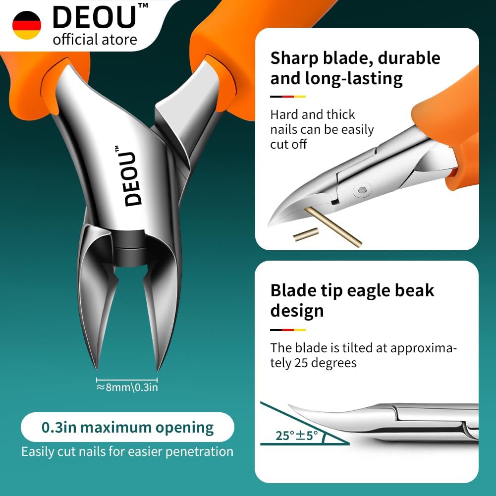Podiatrist Toenail Clippers Ingrown Toenail Tools for Thick Nails and Inlaid Nails,Manicure and Pedicure Clippers,Heavy Duty Nail Clippers, Pedicure Tools (Orange)