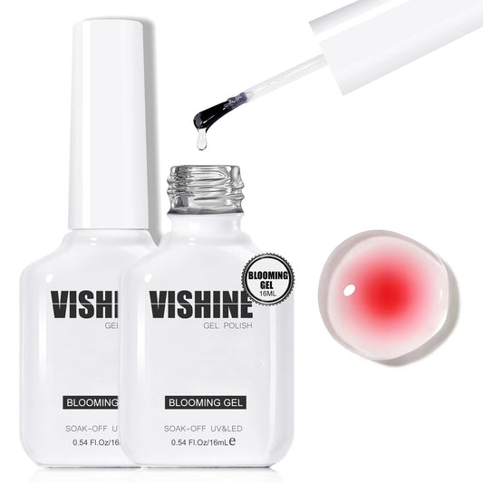 Vishine 2 Pcs 16ml Blooming Gel, Clear Blooming Nail Polish, Spreading Effects Soak Off UV Gel