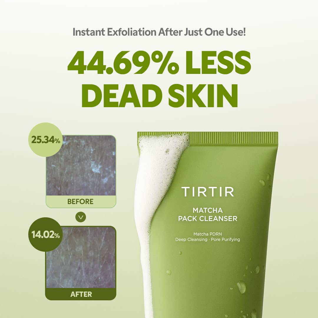 TIRTIR Matcha Pack Cleanser | Deep Pore Cleanser & Exfoliating Face Wash, Gelato-to-Foam, 2-in-1