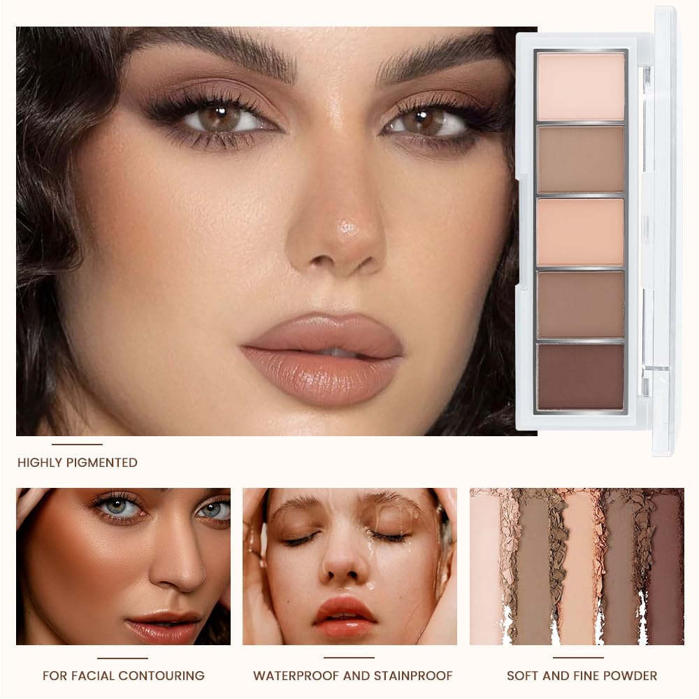 5 Colors Matte Eyeshadow Makeup Palette,Nude Pink Light Dark Brown Taupe Natural Neutral Eye Shadow Palette,Long Lasting Waterproof Naturing-Looking Women Girls Eye Shadow