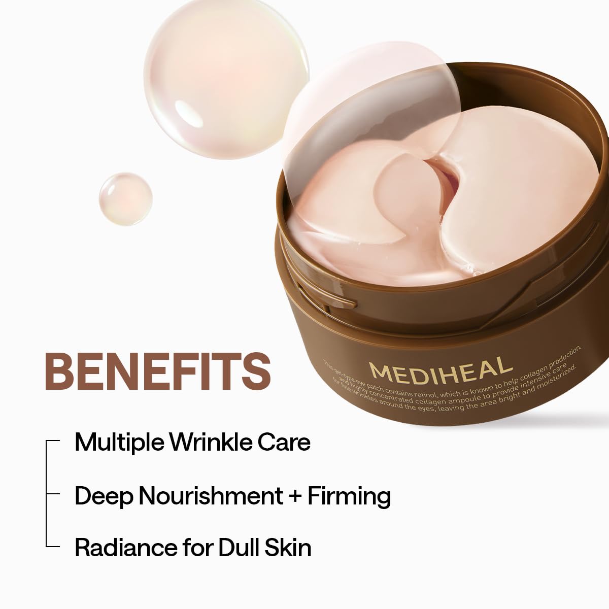MEDIHEAL 95% Retinol & Collagen Under Eye Patches, Wrinkle Care (60 Count)