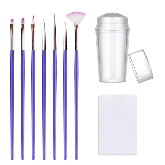 Nail Stamper Nail Art Brushes, French Tip Nail Stamp Clear Nail Art Stamper Jelly with Scraper