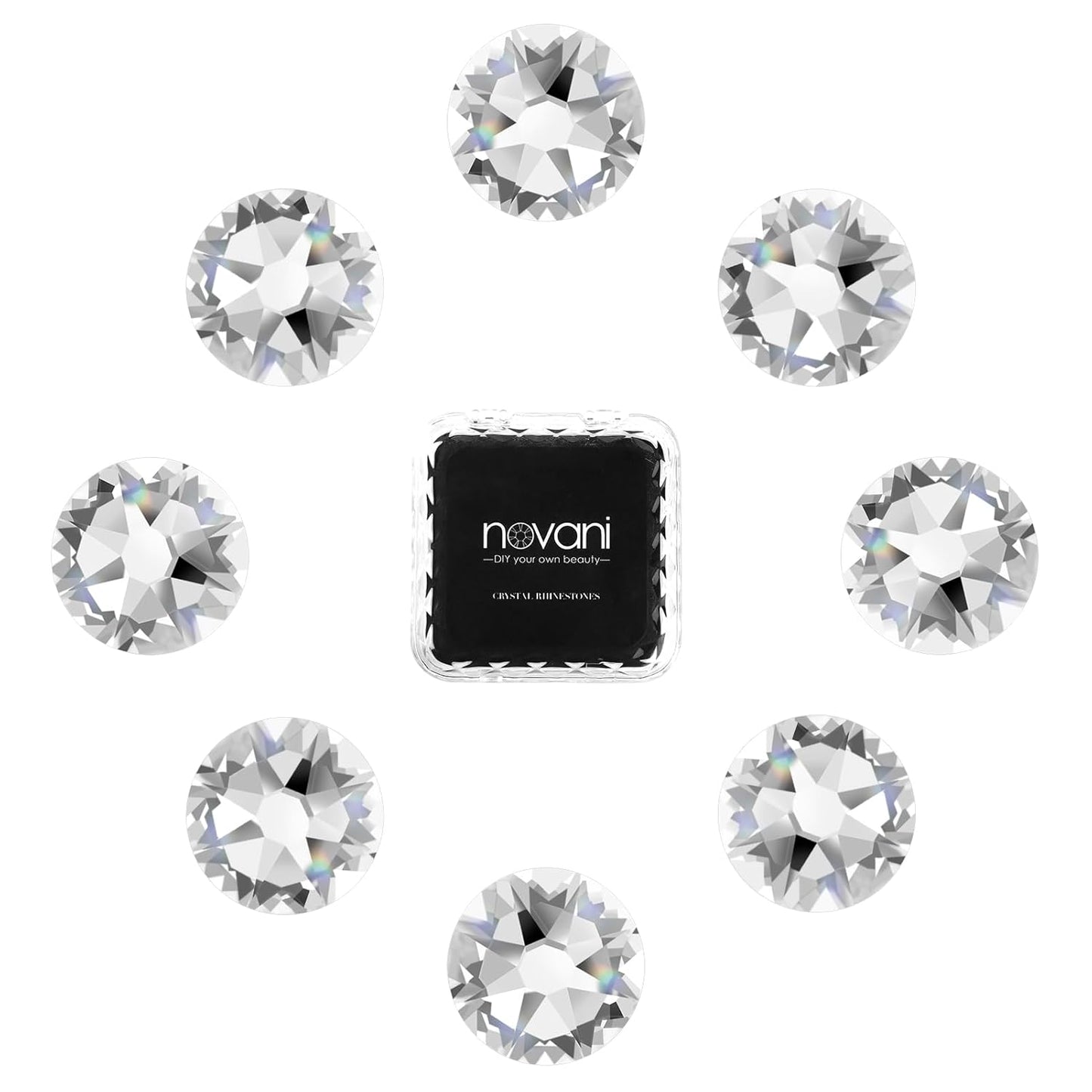 Novani 500pcs Clear Rhinestones Flat Back Round Rhinestone Style 2088 Sparkly Crystal Gemstones for Nail Art and Crafting,SS12(3.0-3.2mm