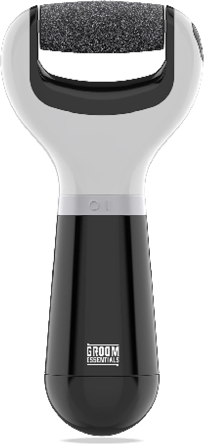 ChargeWorx Groom Essentials Cordless Callus Remover for Feet, Electric Pedicure Tool with Spinning Pumice Stone Head, Portable Foot Scrubber and Heel Scraper, Includes 2 Replacement Pumice Heads