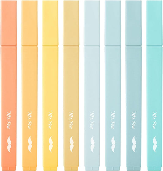 Mr. Pen- Aesthetic Highlighters, 8 pcs, Chisel Tip, Pastel Colors, Cute Highlighters Assorted Colors, Back to School Supplies