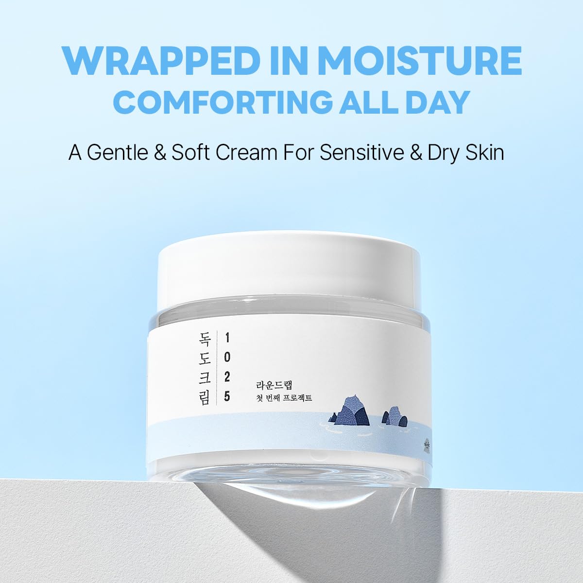 ROUND LAB 1025 Dokdo Cream 2.71 Fl Oz, 48-Hour Deep Hydrating Face Moisturizer for Acne-Prone