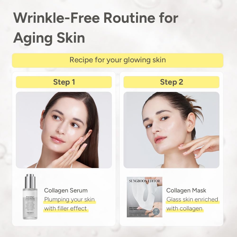 SUNGBOON EDITOR Fine Line Care Duo : Cream in Serum & Collagen Capsule Cream, Deep Wrinkle Care, Glass Skin, Elasticity for Aged Skin, Face Moisturizer, Gifts for Mom, Korean Skin Care