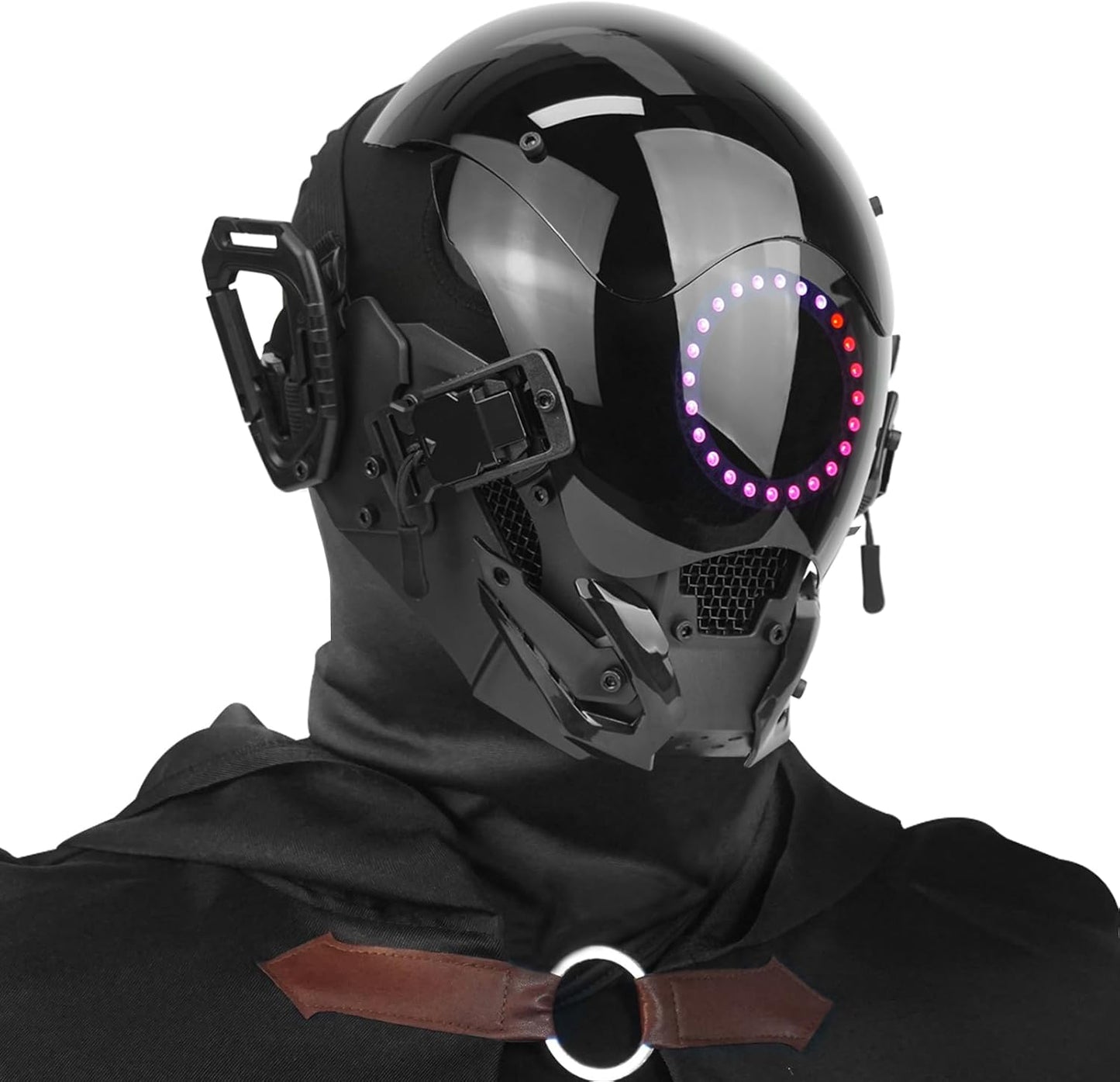 Punk LED Mask with Multicolor Lights, Techwear Helmet for Halloween, Cosplay and Music Festivals
