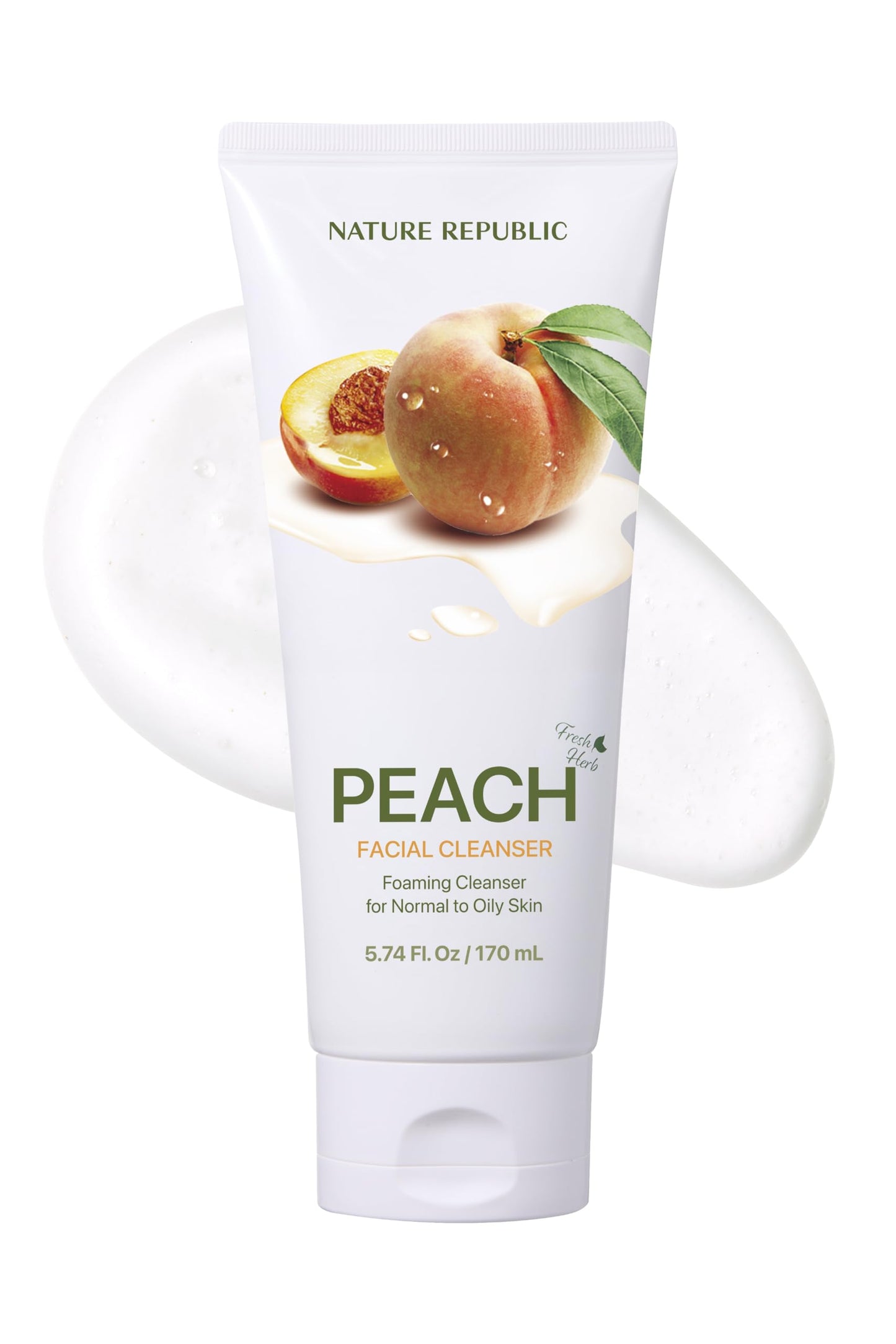 Nature Republic Fresh Herb Peach Cleansing Foam | Hydration & Moisturizing daily Makeup Remover