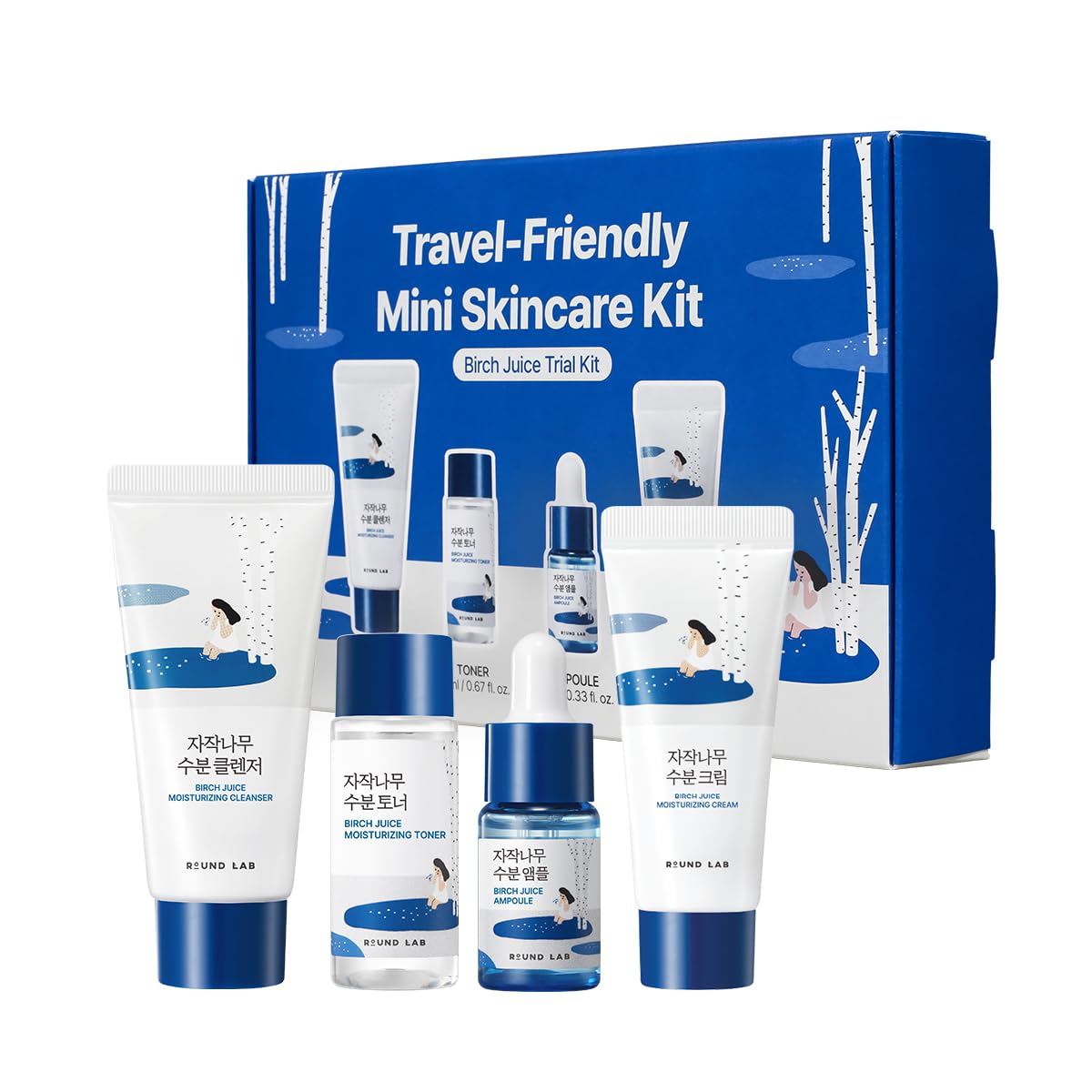 ROUND LAB Birch Juice Moisturizing Mini Kit 4-Step Skin Care Set