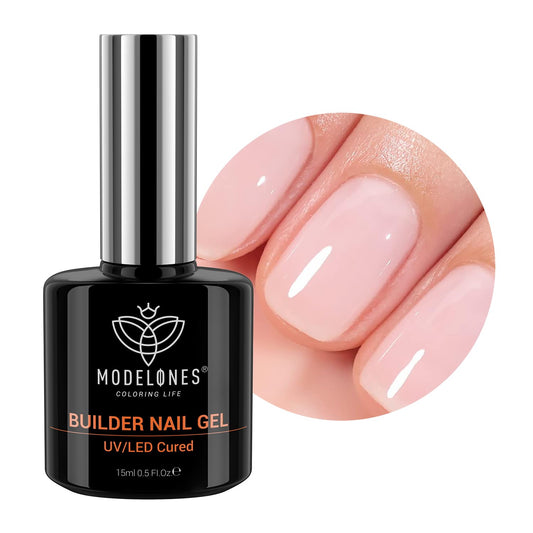 modelones Builder Nail Gel, 8-in-One Cover Nude Builder, LED Lamp Cured Thickening Apex Building Strengthener Extension Rubber Color Base Gel Polish Glue in a Bottle for Home DIY Salon Girls