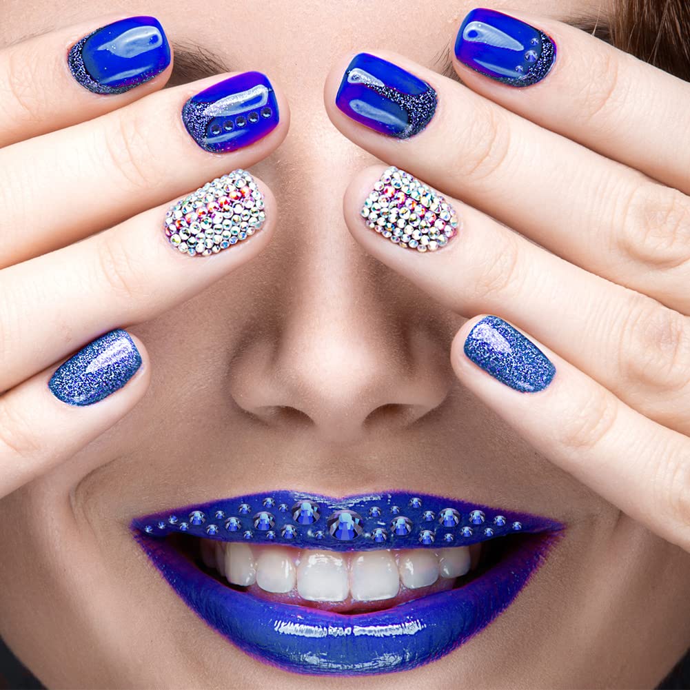 1440Pcs Blue Crystal Rhinestones,Glass Flatback Rhinestones Gemstones Small for Nail Face Makeup Art Crafts Clothes Decoration -(SS6,2.0mm,Blue)
