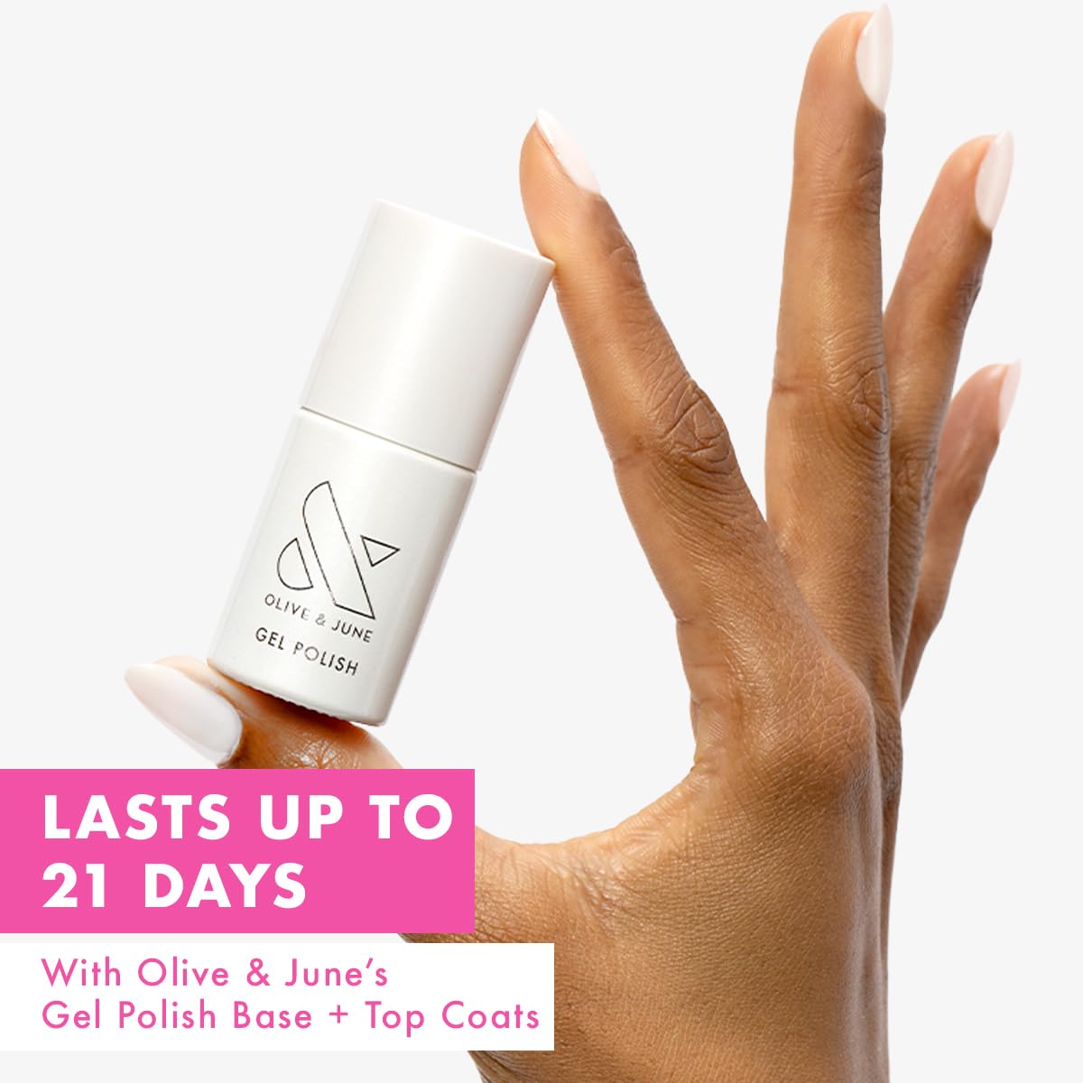 Olive & June Gel Polish | UV LED Nail Lamp Needed | Long Lasting Formula | Up to 21 Days of Wear | Damage-Free Removal | Salon-Quality Manicure, Pedicure at Home | Atlas | Pearly White