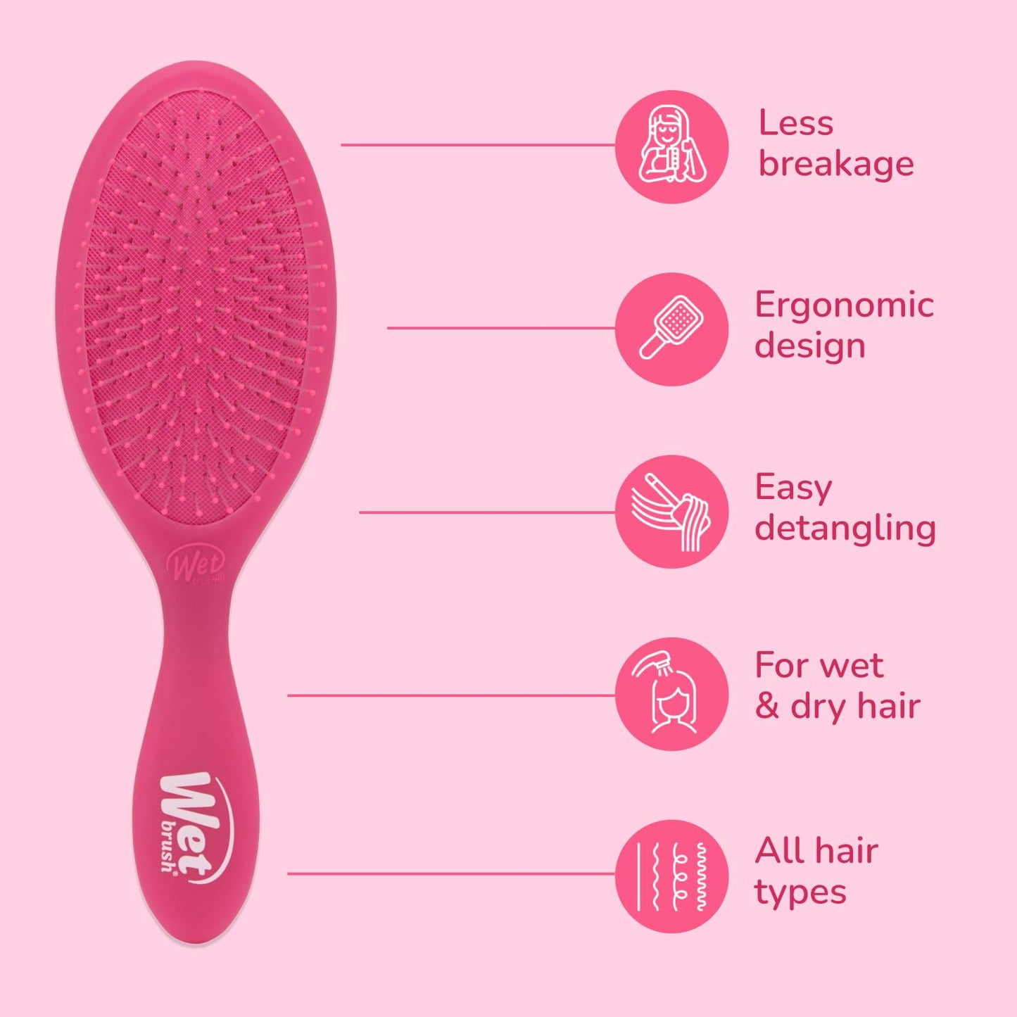 Wet Brush Original Detangler Hair Brush, Pink Frost, For All Hair Textures