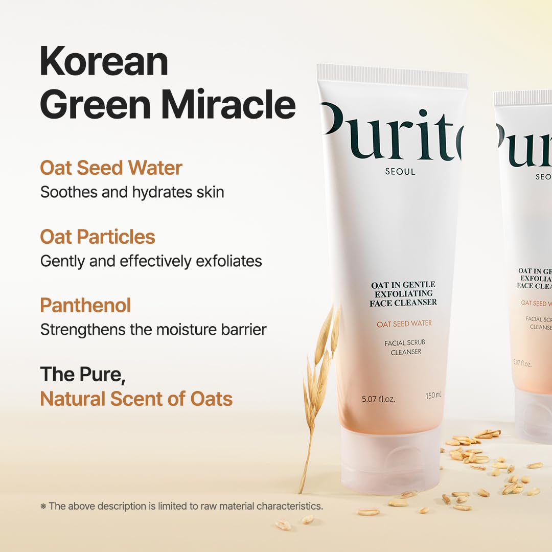 PURITO Oat Exfoliating Cleanser | Daily Clay Face Wash For Pore Care