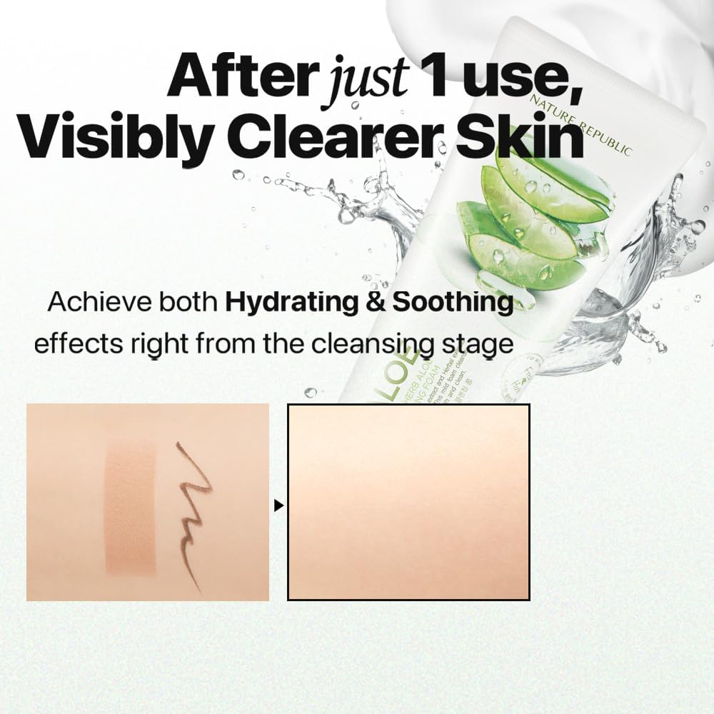 Nature Republic Fresh Herb Aloe Cleansing Foam | Hydration & Moisturizing daily Makeup Remover