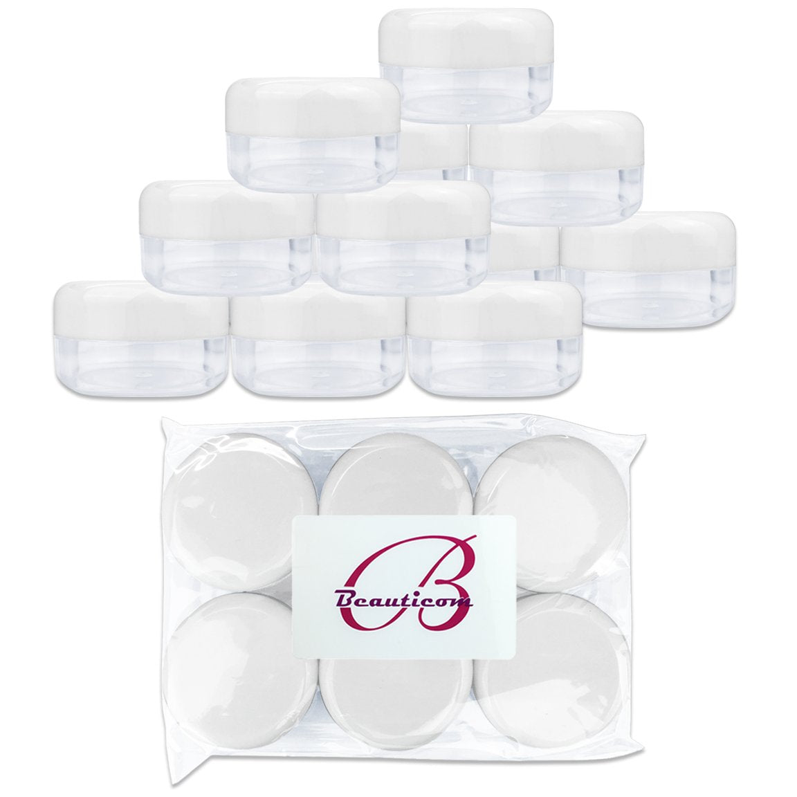 (Quantity: 12 Pieces) Beauticom 15G/15ML (0.5oz) Clear Round Jar with White Lids for Cosmetics