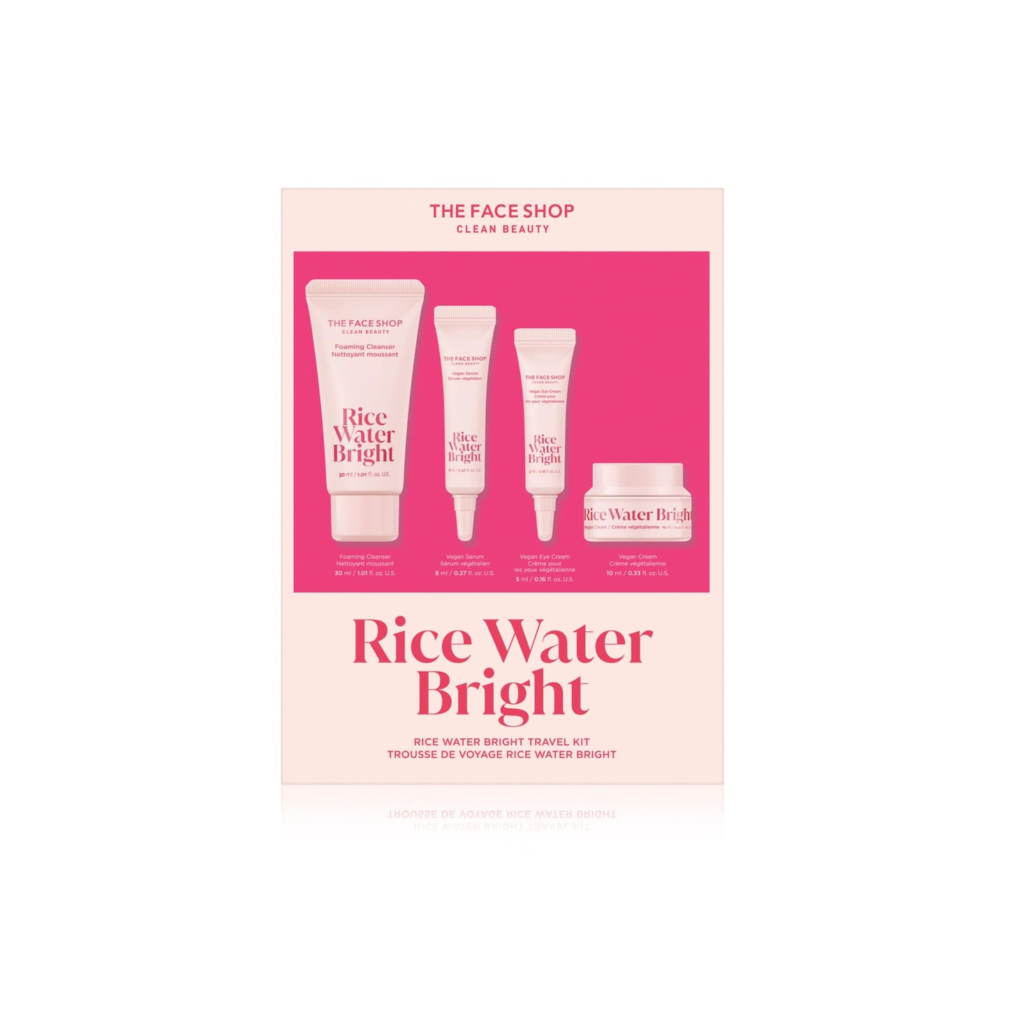The Face Shop Rice Water Bright Travel Kit, Korean Skin Care Set with Ceramide, Gift Set - Gentle
