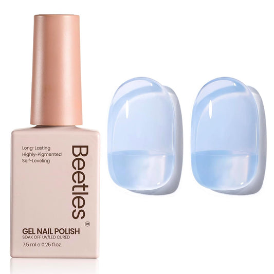 Beetles Blue Jelly Gel Nail Polish - 15ml Blueberry Milk Nails Sheer Neutral Translucent Hazy Blue