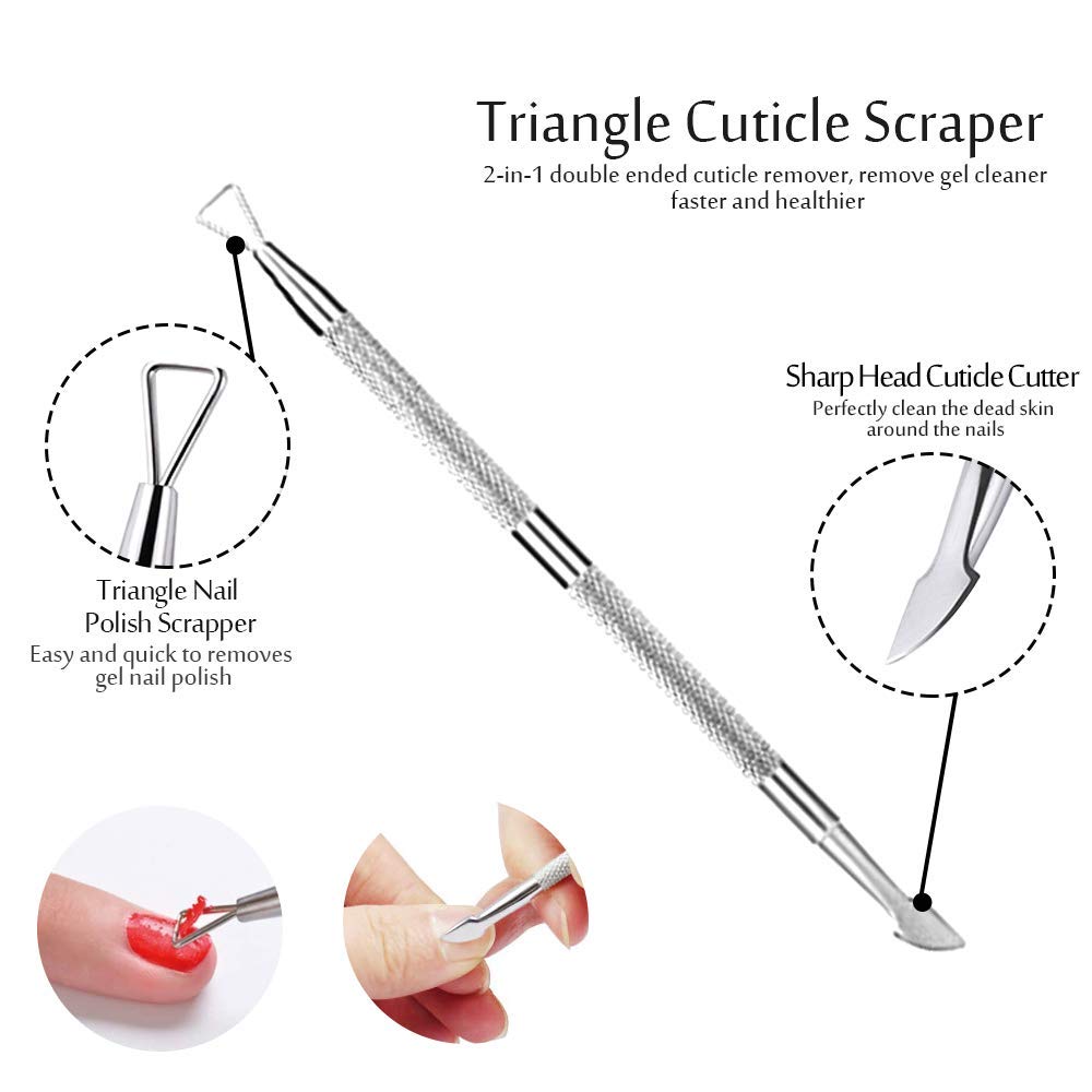 YGDZ Cuticle Pusher, 3PCS Gel Nail Polish Cuticle Remover Nail Cuticle Pusher Stainless Steel Manicure Pedicure Tools Metal Cuticle Peeler Scraper for Fingernails and Toenails