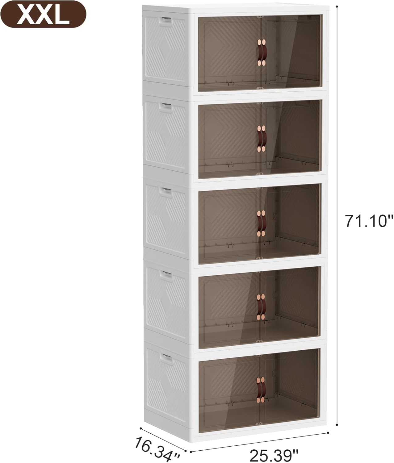 JOYMOOP Folding Storage Bins, 420 Quart Collapsible Storage Boxes with Wheels and Door, Stackble Plastic Storage Container for Clothing, Books and Sundries (XXL, 21 Gal Per, 5 Tiers)