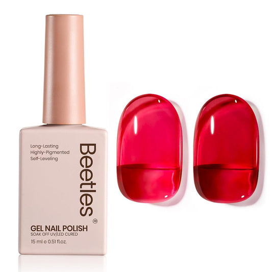 Beetles Jelly Red Gel Nail Polish - 15ML Fall Red Neutral Sheer Gel Polish Translucent Effect Soak