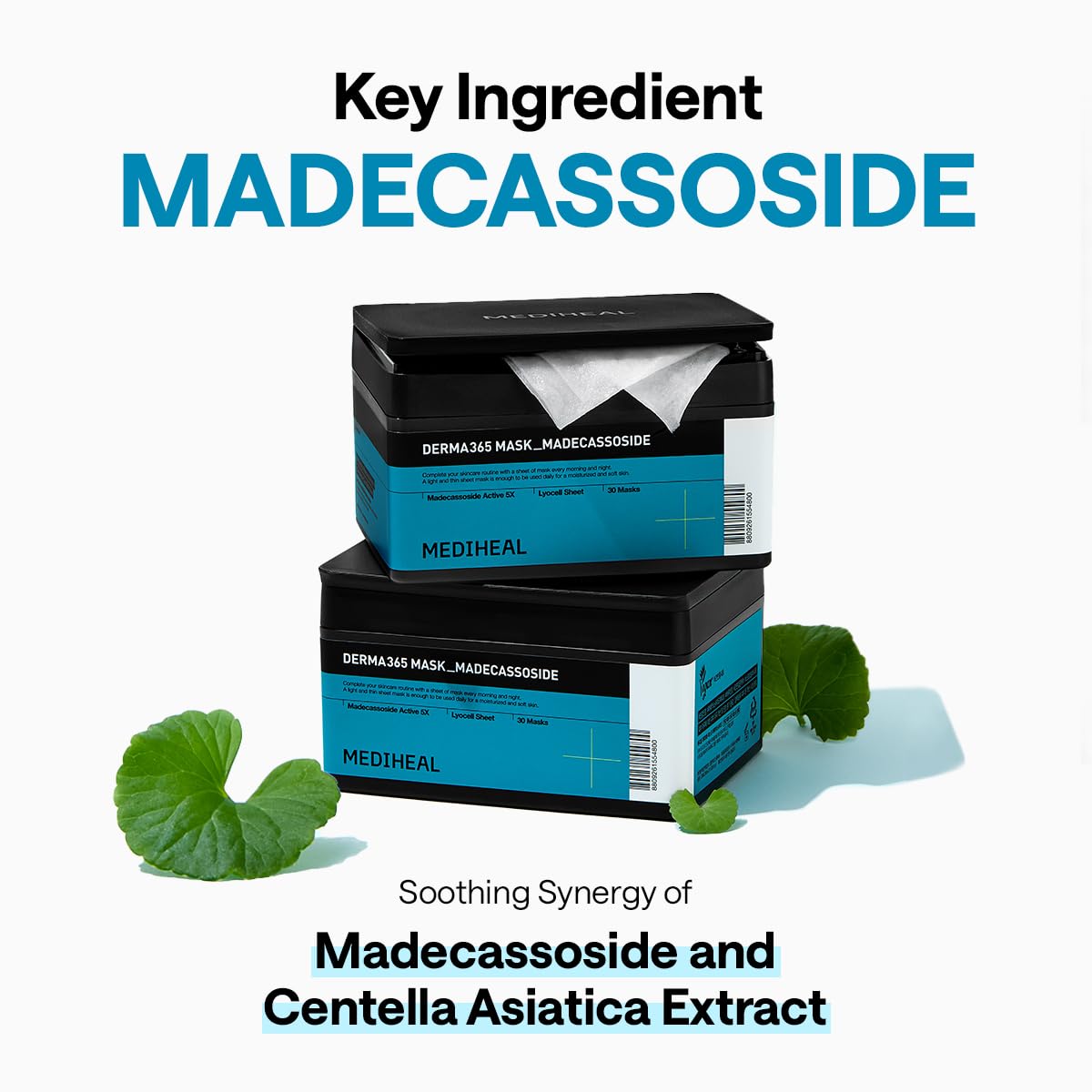 MEDIHEAL Madecassoside Derma 365 Daily Face Mask (30 EA) for Blemish Care