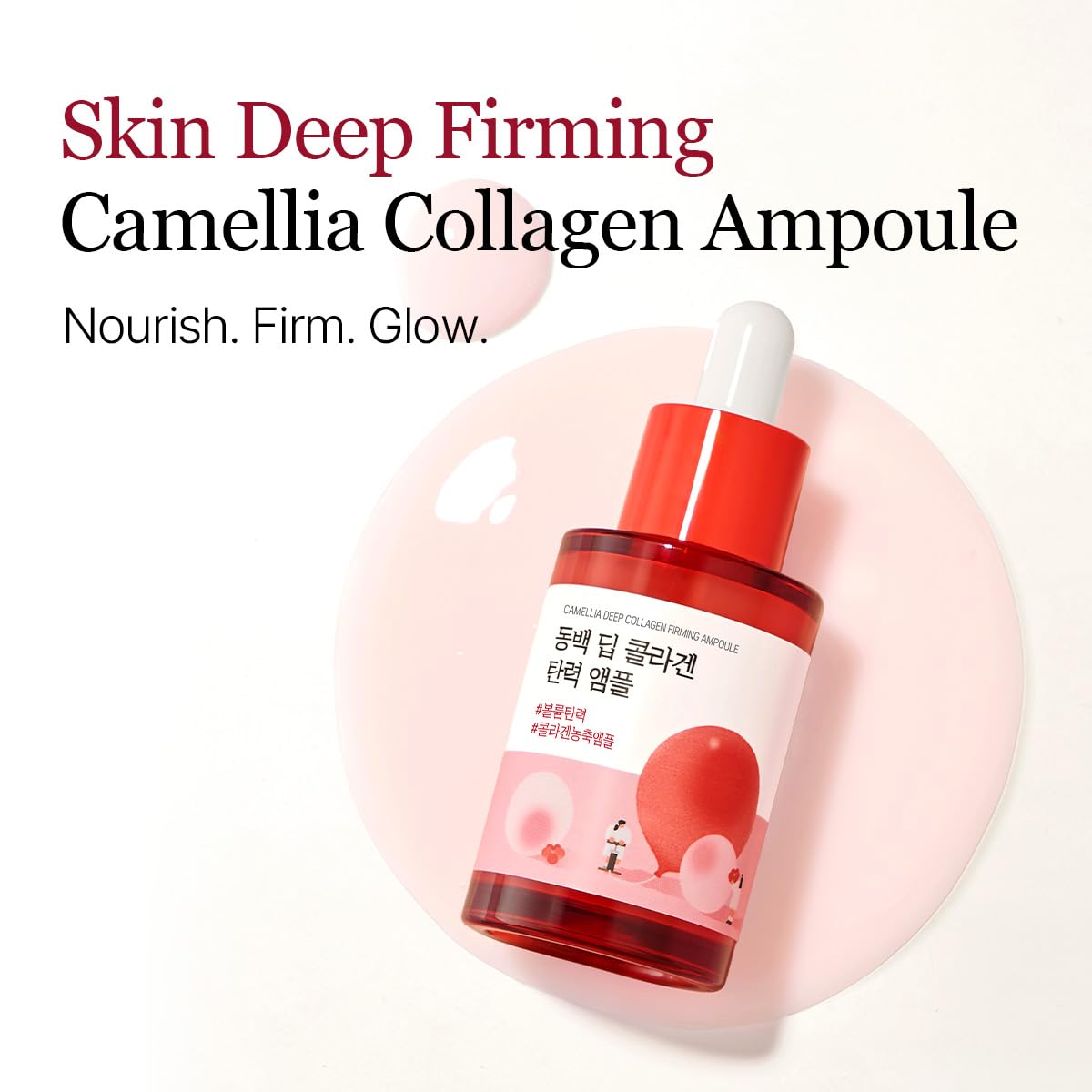 ROUND LAB Camellia Deep Collagen Firming Ampoule 1.01 Fl Oz, Hydrating and Elasticity-Enhancing