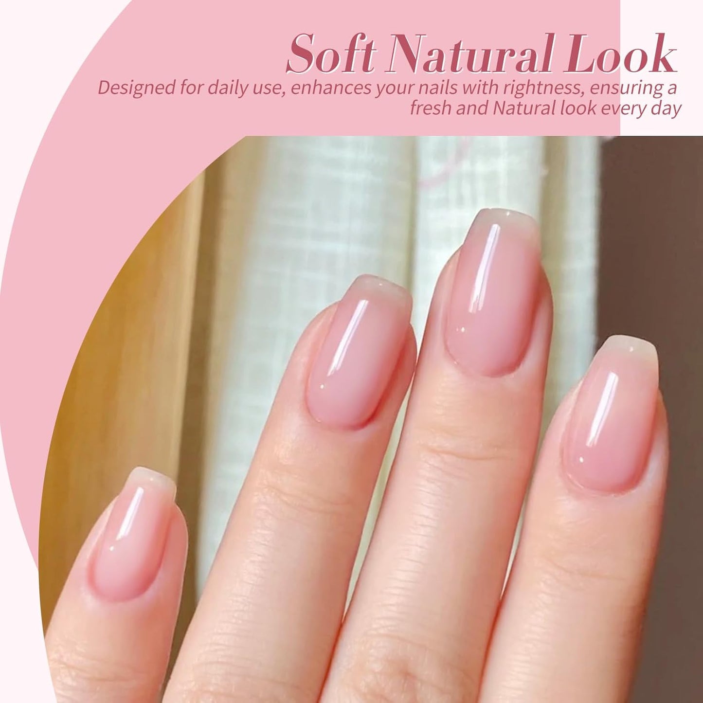 Born Pretty Jelly Pink Gel Nail Polish Set,Nude Pink Translucent Gel Polish,6 Transparent Sheer Colors Soak Off U V Light Cure Gel Polish Kit Nail Art Manicure DIY Kit Home Salon 7ML