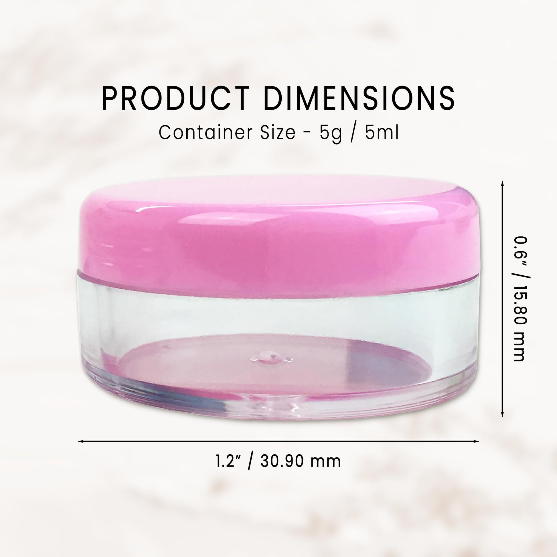(Quantity: 200 Pcs) Beauticom 5G/5ML Round Clear Jars with Pink Lids for Cosmetics, Medication, Lab
