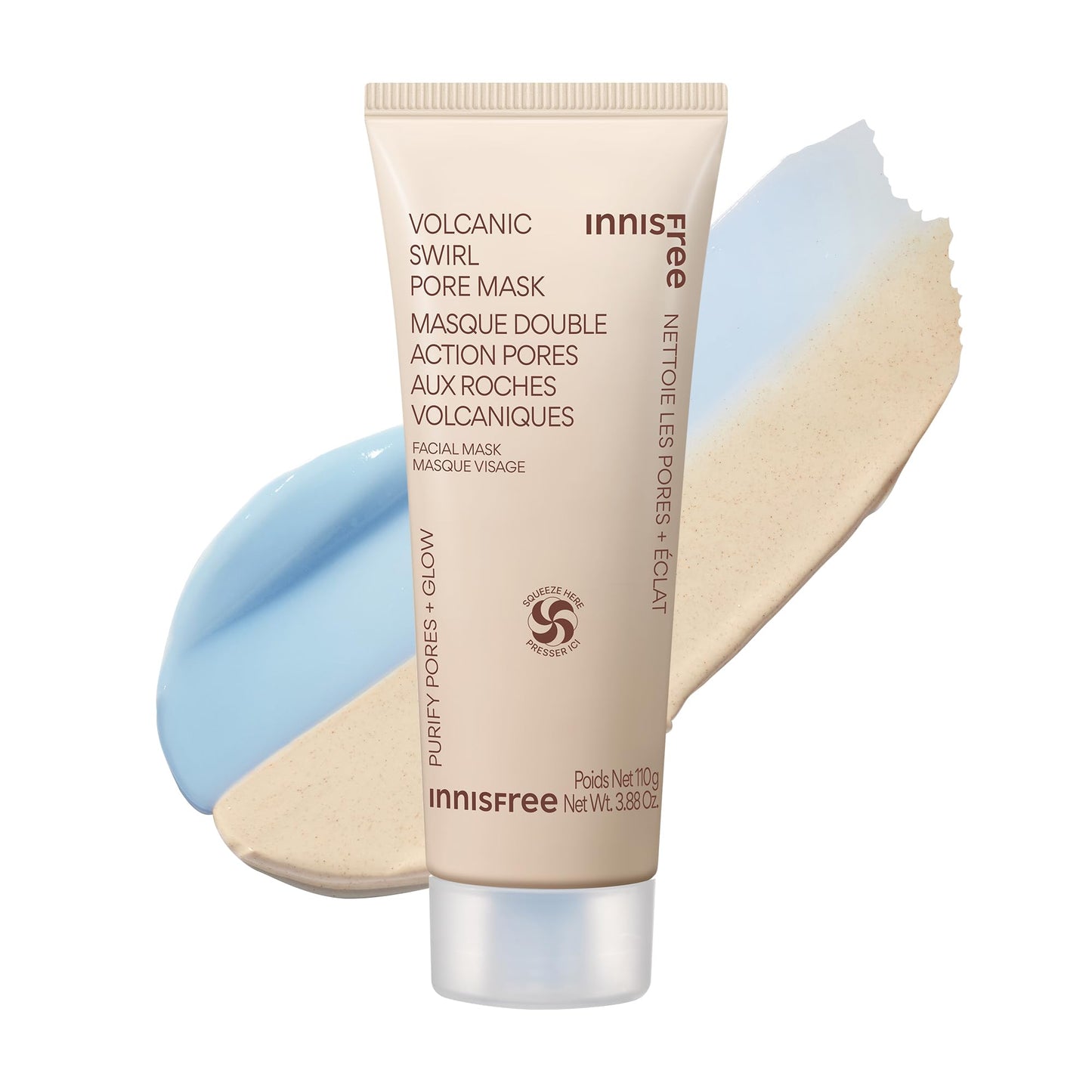 Innisfree Volcanic Swirl Pore Mask | 2-in-1 Korean Mask with AHA and Hyaluronic Acid for Oily Skin