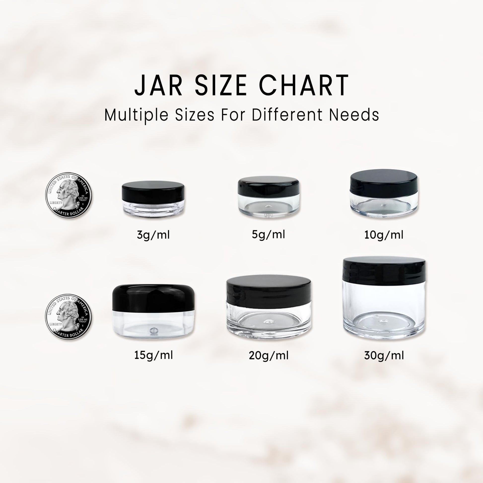 (Quantity: 12 Pieces) Beauticom 15G/15ML (0.5oz) Clear Round Jar with Black Lids for Cosmetics