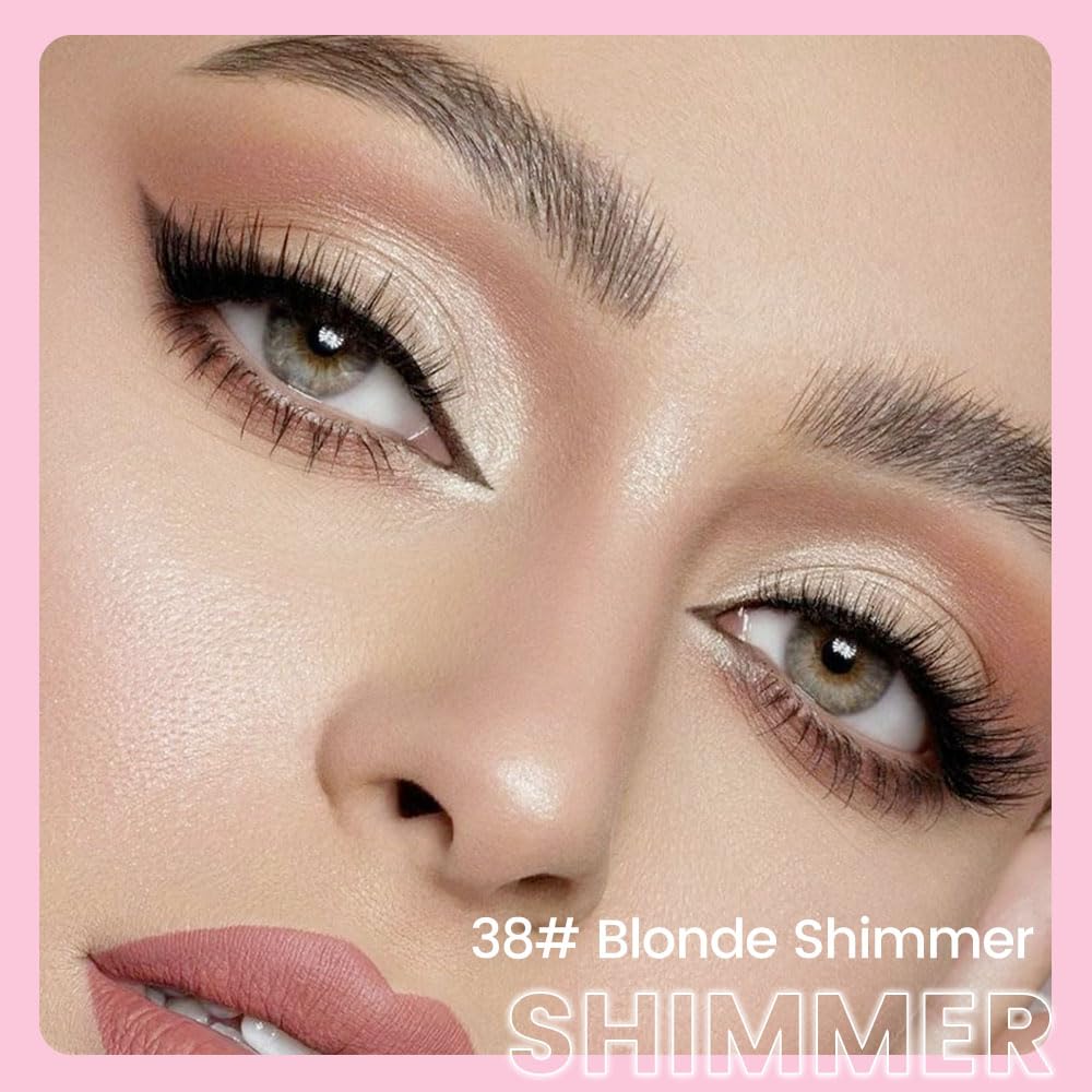 evpct 1Pcs Blonde Shimmer Cream Eye Shadow Brightener Sticks for Eyes Waterproof Pigmented, Double Ended Cream Eyeshadow Stick Pencil Pen with Applicator, Eye Shadow Palette Highlighter Makeup 38