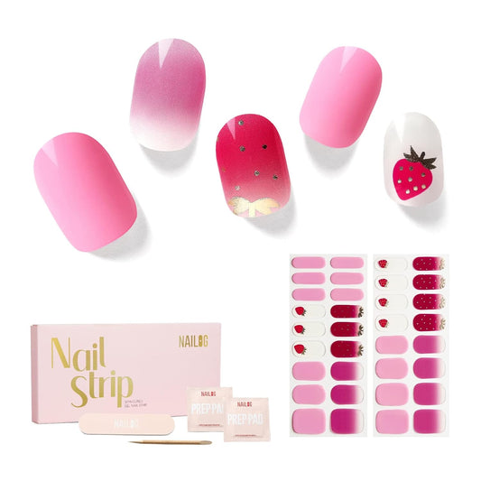 NAILOG Semi Cured Gel Nail Strips, 34 pcs Salon-Quality Gel Nail Stickers, Long Lasting Nail Wraps