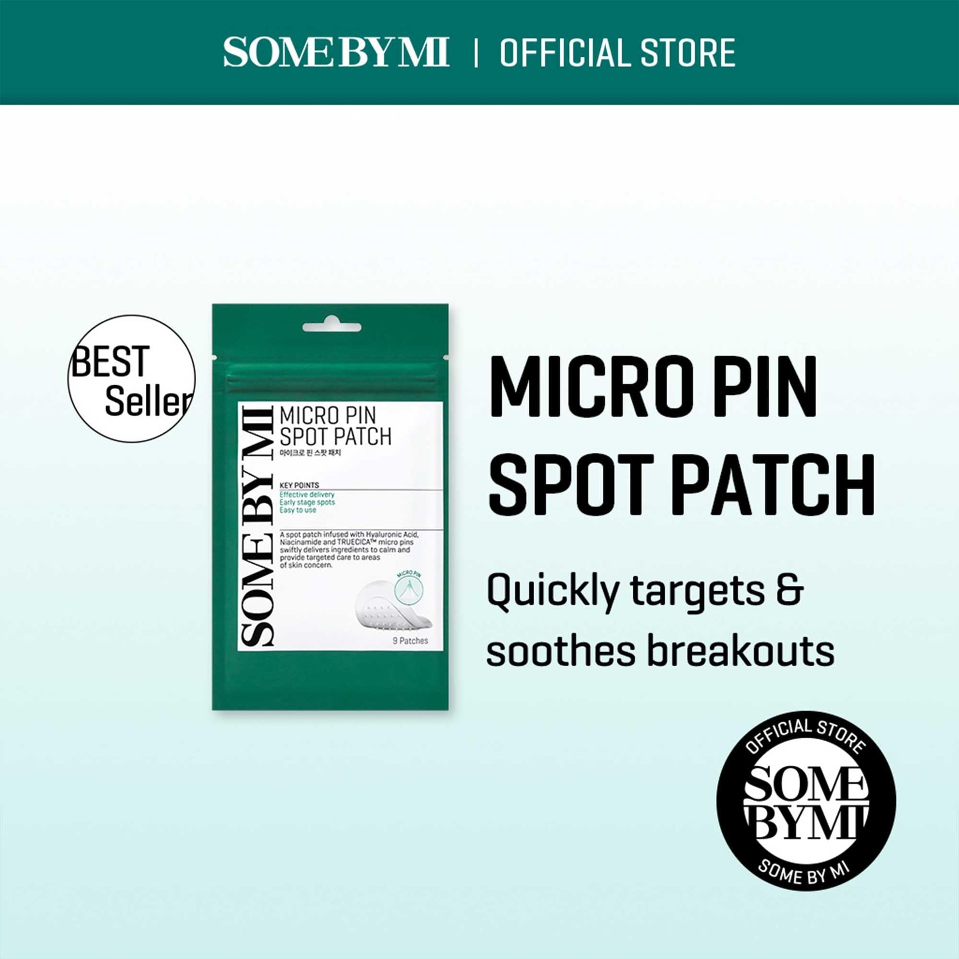 SOME BY MI Micro Pin Spot Patch - Pack of 1, 14mm 9 Counts - Microneedle Hydrocolloid Pimple Patch