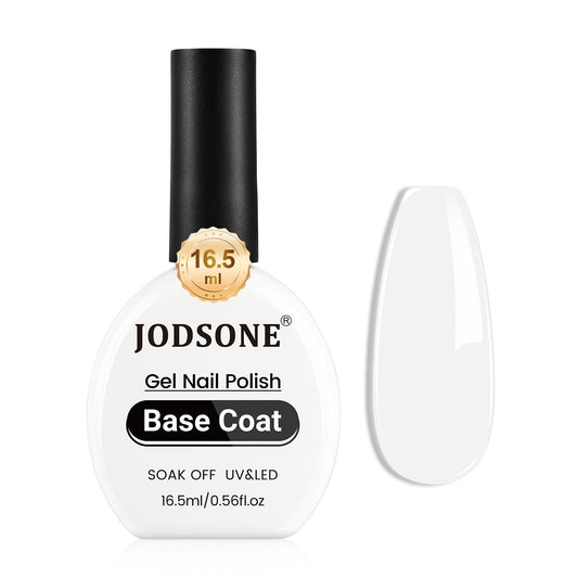 JODSONE 16.5ml Base Coat Gel No Wipe Long Lasting Streak-Free Shine Clear Base Gel Nail Polish Need U V Lamp Cured at Home DIY Nail Salon Girl Gift