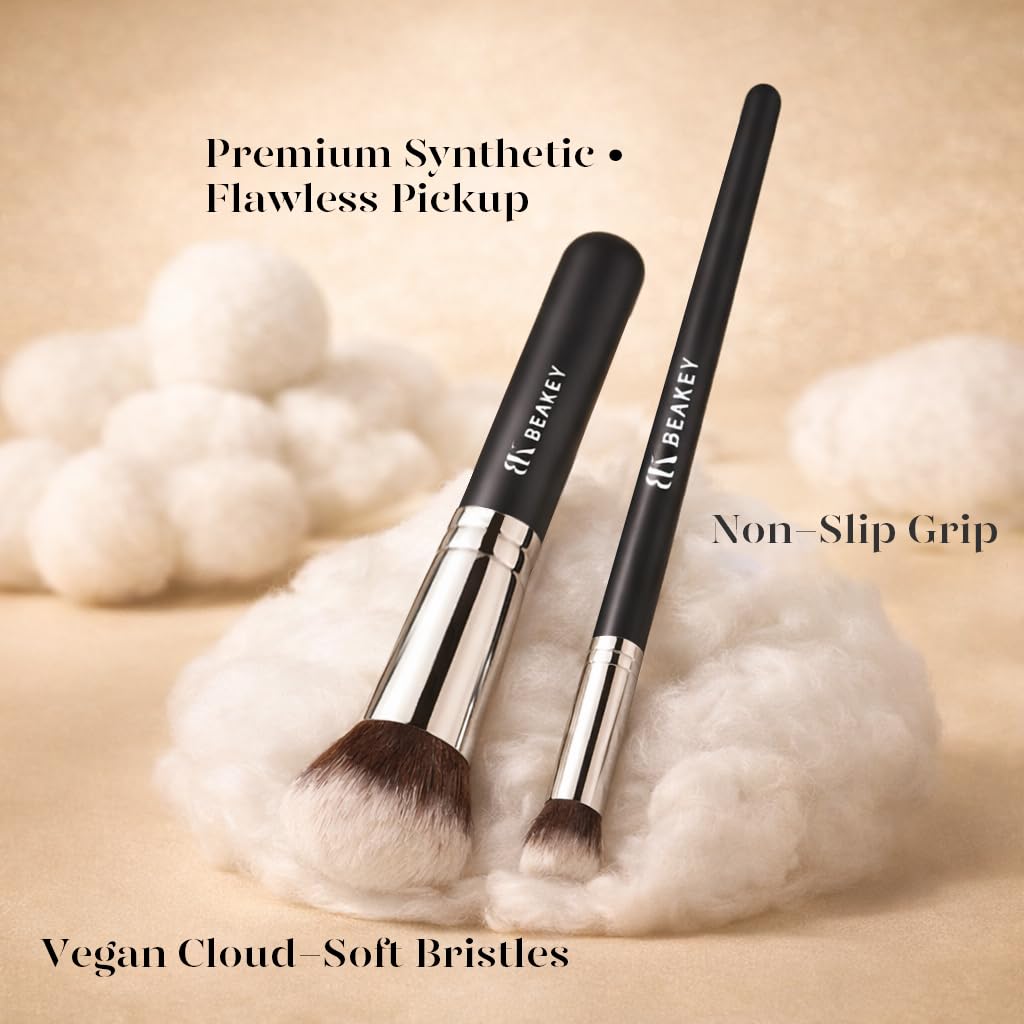 BEAKEY Makeup Brush Set,13 Pcs with Case,10 Brushes and 2 Sponges