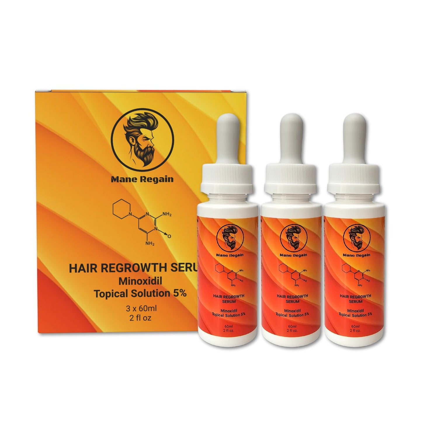 Minoxidil Topical Solution USP 5%, Extra Strength Hair Regrowth Treatment for Men, 3 Month Supply, Unscented, 6 Fl Oz (3 Pack)