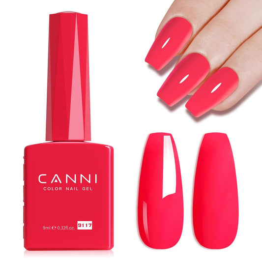 CANNI Pink Gel Polish - Hot Pink Color, 1Pcs U V Gel, Gloss Soak Off For Salon & DIY French Nail