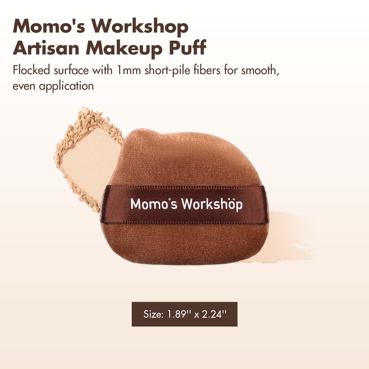 Single-Ear Short Plush Puff,Brown Velvet Powder Puff, 85° Pointed Tip for Highlighting & Full-Face Setting,3pcs Plush Puffs & Storage Case