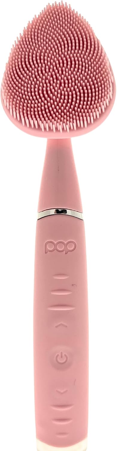 Clover Facial Cleansing Device Pink Silicone Facial Cleaner & Exfoliator w/ 8000 Vibrations Per Minute, 5 Speeds, USB Rechargeable Face Cleaning Scrubber & Cleansing Brush with Case