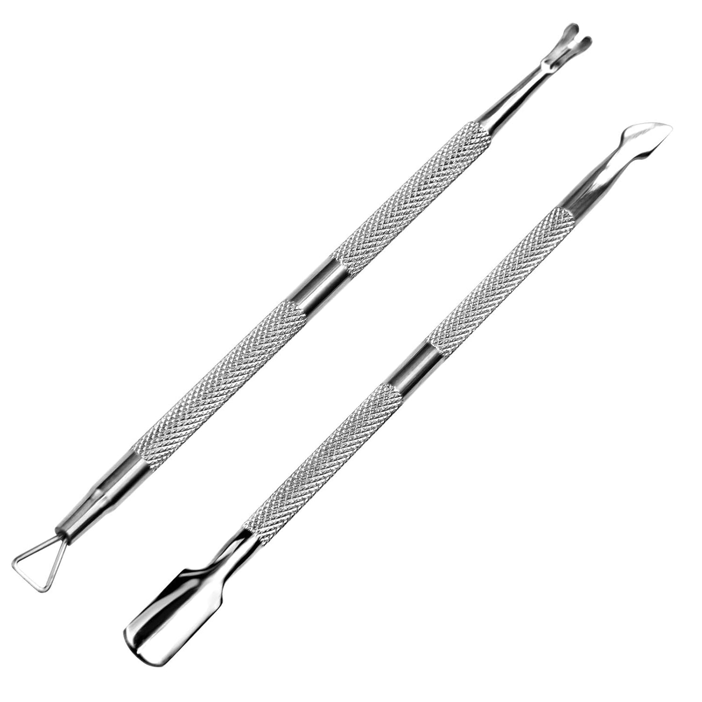 Professional Cuticle Pusher and Cutter, Cuticle Trimmer & Cuticle Remover, 2-Piece Manicure Tools Set for Fingernail and Toenail
