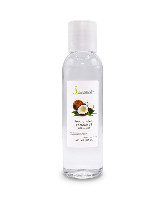 Soapeauty FRACTIONATED COCONUT OIL Cold Pressed Refined | 100% Natural Available in Bulk | Carrier for Essential Oils, Face, Skin, Hair Moisturizer, Soap Making | 4 fl oz