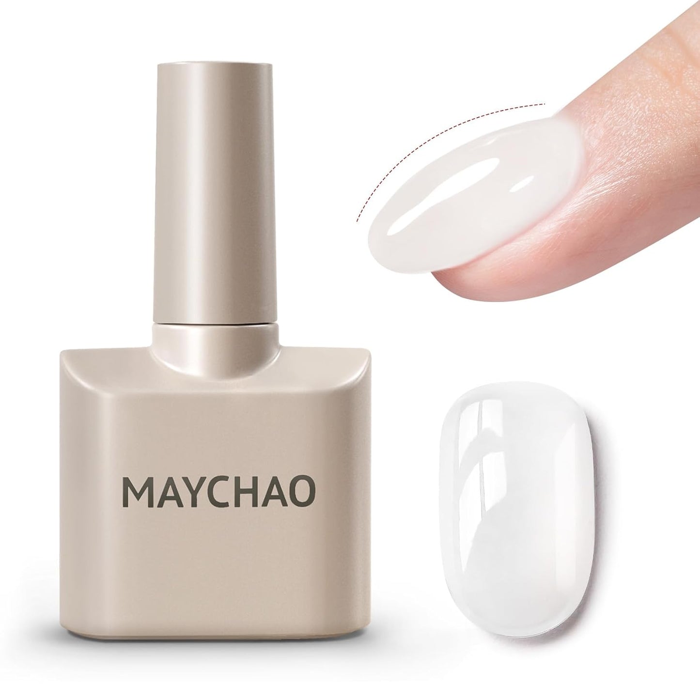 MAYCHAO Clear Milky White Builder Gel for Nails, 15ml Nail Strengthener in a Bottle, Nail Extension Hard Gel, Soak Off Long Lasting UV Light Cure